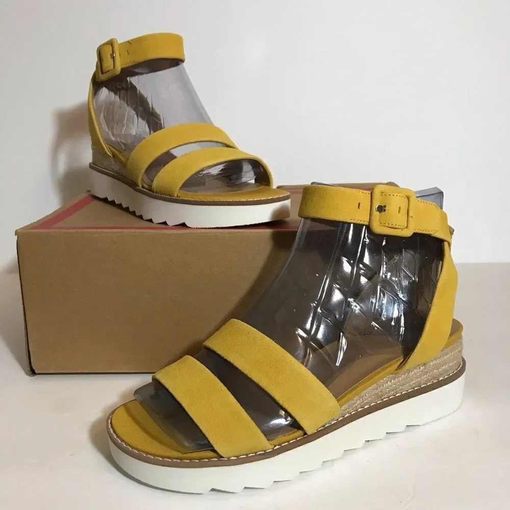 Franco Sarto Connolly Suede Ankle Strap Wedges Sandals
